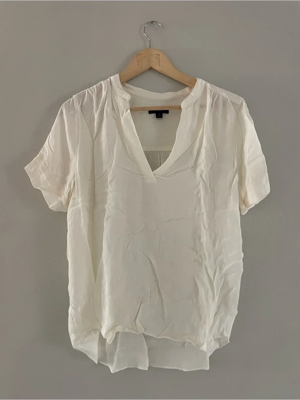 J. Crew Ivory V-Neck Short Sleeve Blouse